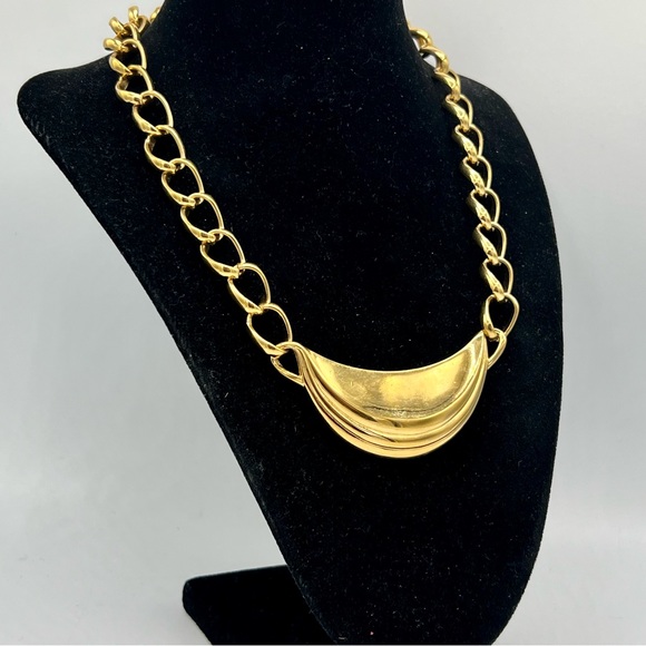 Vintage MONET gold statement collar necklace choker 16” - Picture 8 of 9